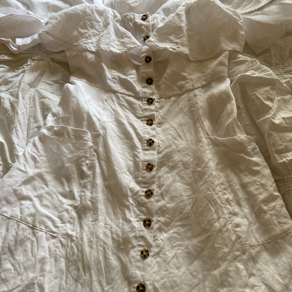 White button up dress with pockets